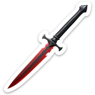 iOS emoji, dark fantasy dagger, obsidian blade, runes, blood drop, clean render, minimalism sticker