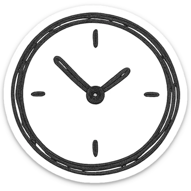 hand drawn outlined icon of a clock, no fill sticker