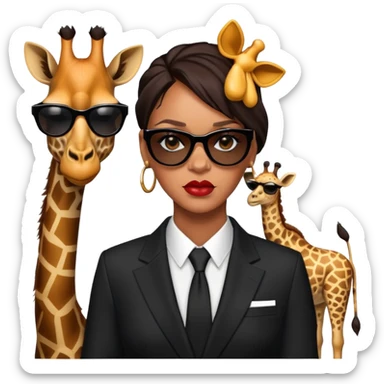 Mache mir ein Rihanna Emoji zusammen mit einer Giraffe der ein bodyguard spielt  sticker