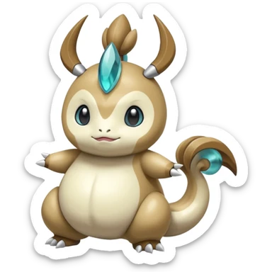 Cool epic legendary big chubby elegant cute handsome realistic Meloetta-Inteleon-Gabite-Palkia-Pokémon-Fakémon-fusion-hybrid-creature sticker