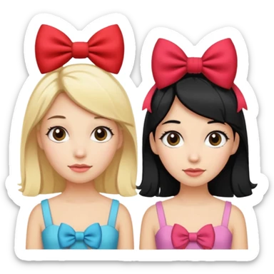A blonde accompanied by her black-haired friend with a bow on her head sticker