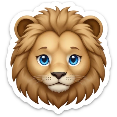 Cute sad blue eyed lion sticker
