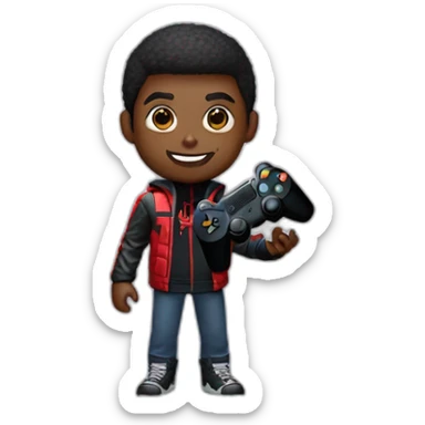 Miles Morales avec une manette de jeux vidéo sticker