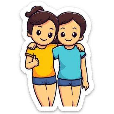 Mom and daughter both brunette best friends  sticker