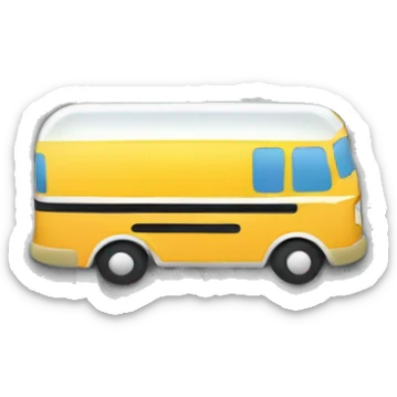 Create an emoji of a bus or shuttle with a location pin on it to symbolize real-time tracking for transportation. sticker
