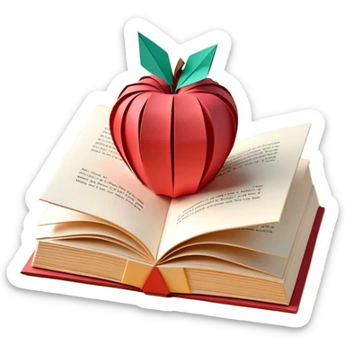 3D render of Pop-Up Book entirely of folded origami paper, sharp creases, cardboard texture, matte finish, visible paper grain, craft aesthetic,  apple emoji style, isolated on white background --v 6.0 sticker