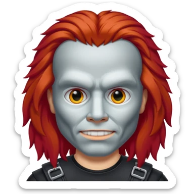 cinematic realistic Megadeth iconic red-haired mascot sticker