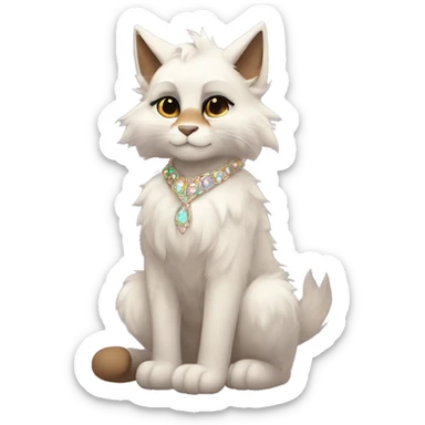 Furry, sparkle, iridescent, colorful, pastel, edgy, cool, fantasy beautiful, brown, beige, white, divine, godly, angelic, animal, anthro, full body, fursona, feline sticker