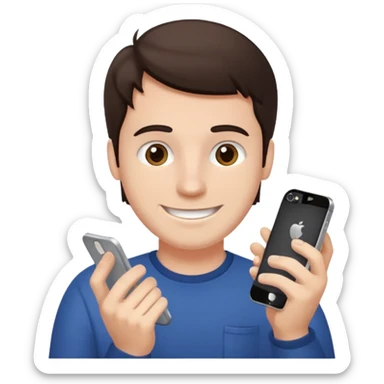make a white guy with dark brown hair repairing an iphone happy sticker