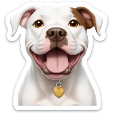 White pit bull with brown two brown eyes one bigger than the other  sticker