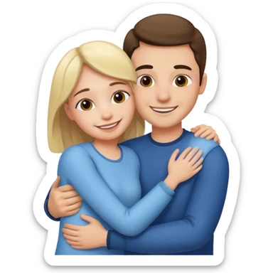 Texte ´Gros câlin’, en dessous un homme fait un câlin à sa sœur.  sticker