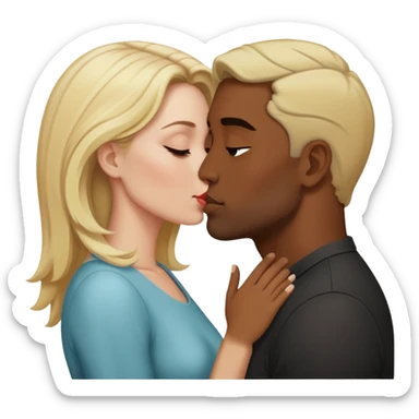 Mujer colocha blanca y hombre moreno con peinado de lado besandose  sticker