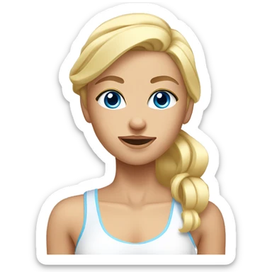 skin care, blonde girl with Blue Eyes and Muscles, half body sight sticker