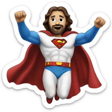 Jesus flying in superman costume sticker