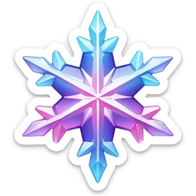 Gradient iridescent Pastel Pink violet blue white crystal star snowflake  sticker