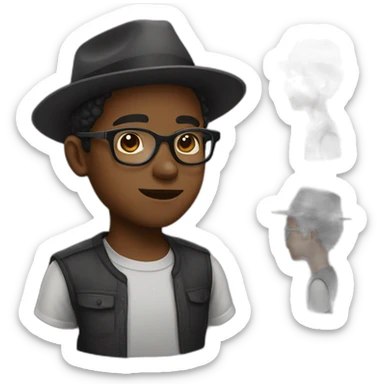 A black boy with glases and hat sticker