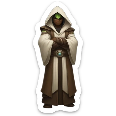 hooded jedi folding arms in world of warcraft sticker