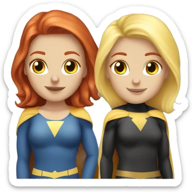 Caucasian Superhero Female Duo redhead female and  blonde female sticker