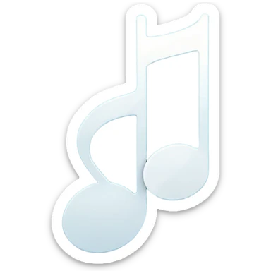 A minimalist and modern white music note icon on a smooth circular background with a vibrant blue and turquoise gradient. Ultra-high resolution, vector style, sharp edges, studio lighting, 4k, smooth texture, flat design, high quality, crisp details sticker