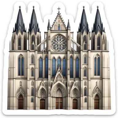 Cinematic Realistic Cologne Cathedral Landmark Emoji, showcasing Gothic architecture rendered with detailed stone textures and majestic, dynamic lighting. two tall towers on either side sticker