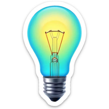 Generate a high-quality image of a glowing neon light bulb, bright vibrant colors, realistic glow effect, smooth gradient colors, no human figures, no facial features, no brand markings, simple dark background, high-reso

 sticker