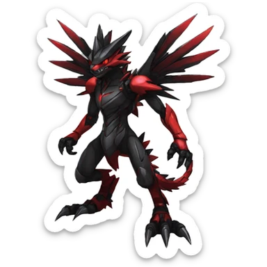  Cool Edgy Black Red Digimon-Fakemon-Garurumon full body sticker
