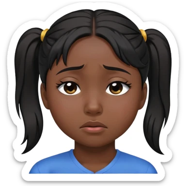 black dark girl with black hair and a ponytail super sad crying eyes closed sticker