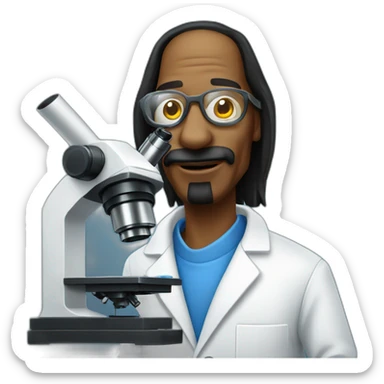 scientist looking like snoop dogg using laser and microscope sticker