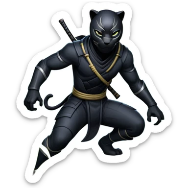 An icon representing an adventure game, inspired by stealth-action gameplay. The design features a shadowy ninja crouched on the back of a sleek black panther, moving silently through a moonlit bamboo forest. The atmosphere conveys secrecy, precision, and deadly agility. Transparent background. sticker