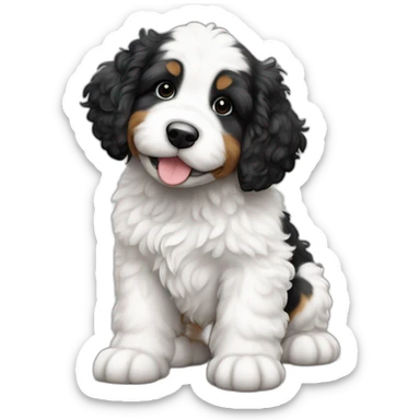 mini bernedoodle all white with black spots on butt sticker