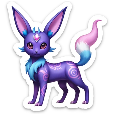 Shiny Exotic Badass Magical Ethereal Royal Mysterious Gothic Noibat-Espeon-Umbreon-Sylveon-Pokémon-Fakémon-hybrid-creature (full body) with horns sticker