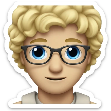 blond hair man with blue eyes and eyeglasses sticker