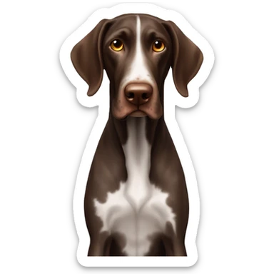 brown gsp dog French Pointer, dark brown roan with eyes, dark brown fur sticker