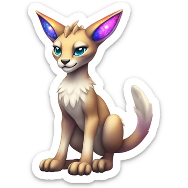 Cute Kawaii Epic Ethereal Sparkly Colorful Sergal-Caracal-Vernid full body sticker