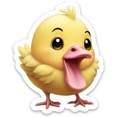 Yellow baby chicken with pink pig nose sticker