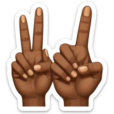 Make the ysl hand sign, but make the hand dark skin, only 5 fingers, with the index and middle finger up and the thumb up, every other finger down. Only 1 hand  sticker