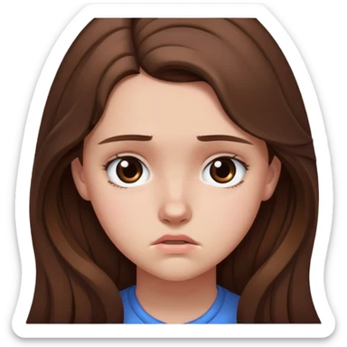 Teenage girl with long brown hair and sad expression, Hannah Baker character sticker