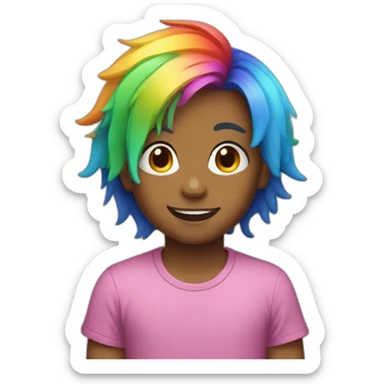 kid with rainbow hair sticker