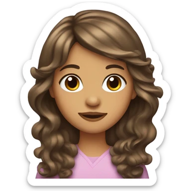 Girl with long brown wave hair and curtain bangs  sticker
