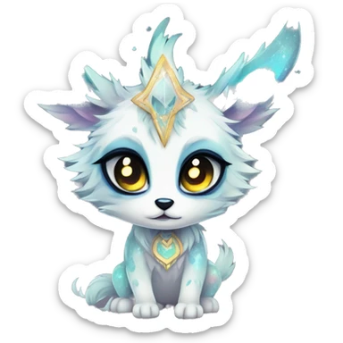 Cool cute Kawaii edgy ethereal futuristic modern fantasy animal sparkle fursona Fionbri creature by griffsnuff & LiLaiRa & Falvie full body sticker