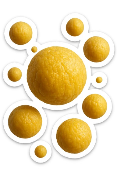 cellule di grasso gialle (adipociti) fluttuano in aria, iperrealistiche 4k sticker