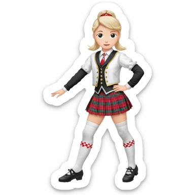 Highland dancing argyle just over the knee socks, blouse, highland dancing jacket, tartan miniskirt and highland dancing shoes sticker