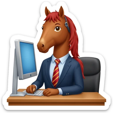 red horse who is a smart bank clerk sticker