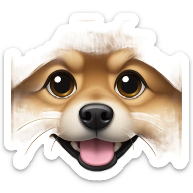 Pomeranian + Chug mixed dog, preferably light brown with a black nose and some grey hairs  sticker