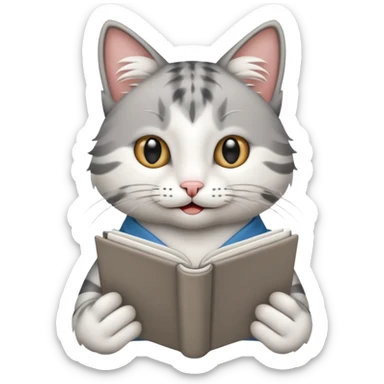 gato del egeo feliz en abriendo una libreta con anillado sticker