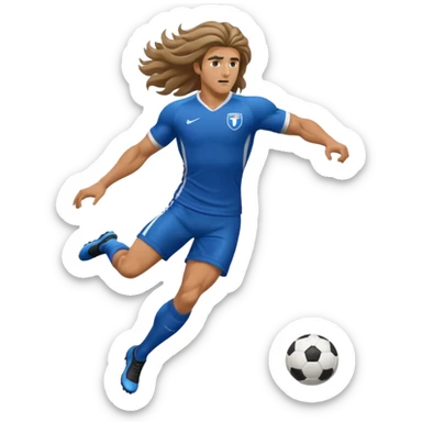 Long Haired Football Players, Footballer with flowing hair in jersey , full body sticker
