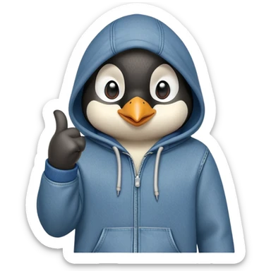 determined anthropomorphised penguin in a hoodie and jeans doing a fist pump sticker