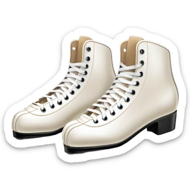 An icon featuring a pair of elegant figure skates resting on scratched, worn ice. In the background, cheering spectators fill the stands of a grand stadium, creating a vibrant atmosphere. Transparent background highlights the essence of figure skating performance sticker