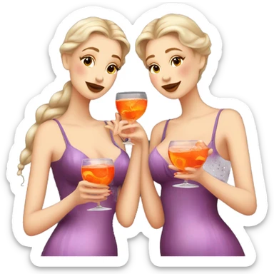 Three beautiful mermaids (light skin) drinking aperol sticker