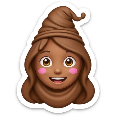 Un fille a la tête de caca smile et habillé en caca sticker